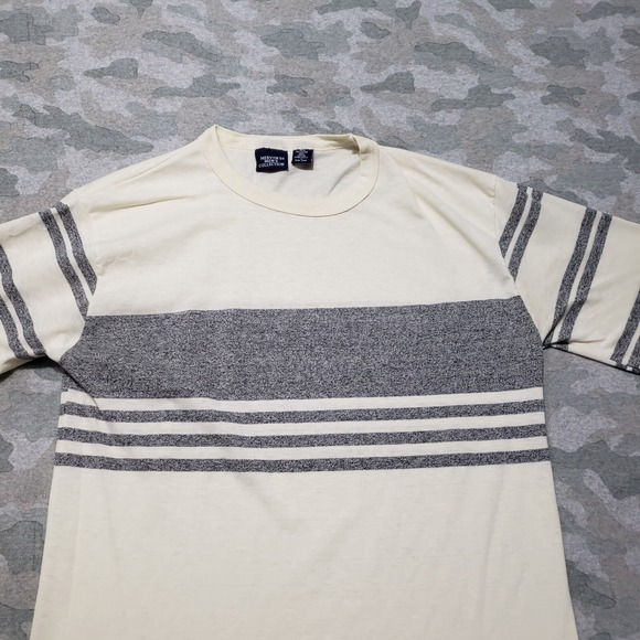 Vintage Mervyns Men's Shirt Men Large Beige Made USA Short Sleeve Single‎ Stitch - Picture 3 of 9